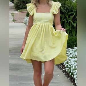 Yellow Ruffle Strap Dress
